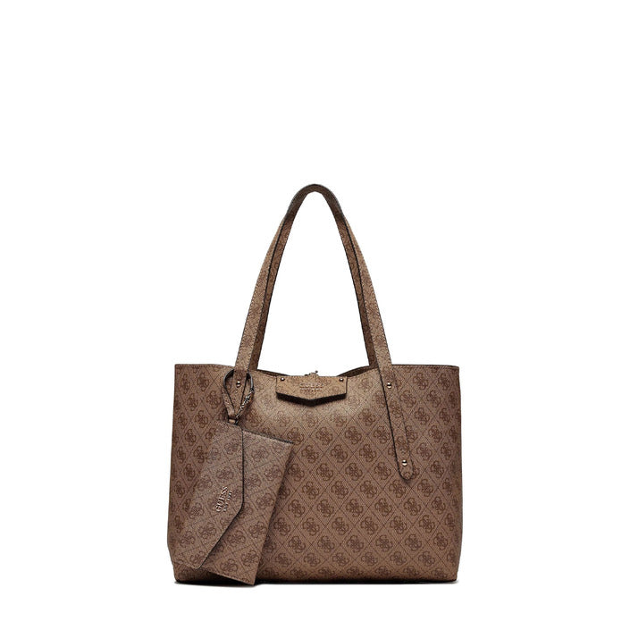 Guess Logo Monogram Vegan Leather Tote Bag