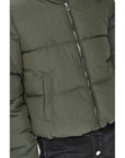 Only Minimalist High Collar Puffer Jacket - Khaki