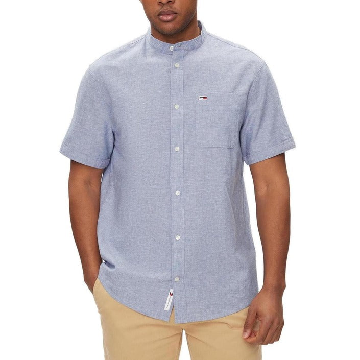 Tommy Hilfiger Jeans Logo Organic Cotton-Linen Shirt - blue