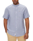 Tommy Hilfiger Jeans Logo Organic Cotton-Linen Shirt - blue