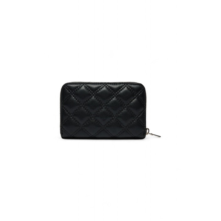 Guess Logo Quilted Black Vegan Leather Zip Purse