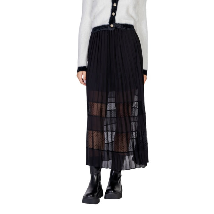 Morgan De Toi Black Sheer Midi Skirt