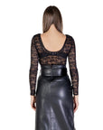 Morgan De Toi Black Floral Lace Long Sleeve Top