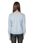 Vila Clothes V-Neck Sweater & Knit Top -  light blue