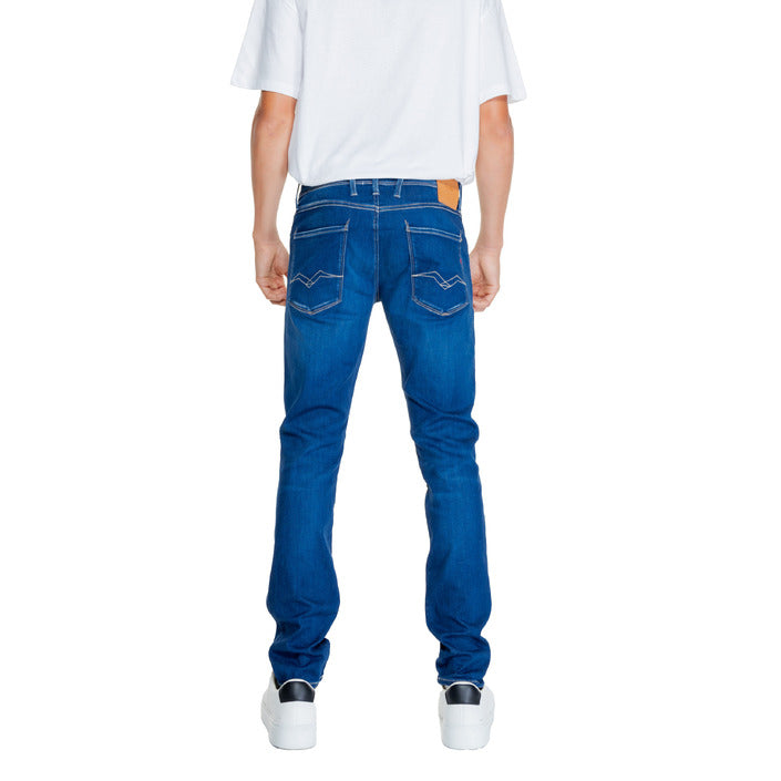 Replay Logo Medium Blue Straight Leg Fit Jeans