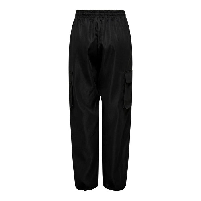 Only Minimalist High Waist Black Baggy Pants Cotton-Rich