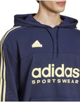 Adidas 3 Stripe & Logo Original Hooded Pullover Cotton-Blend