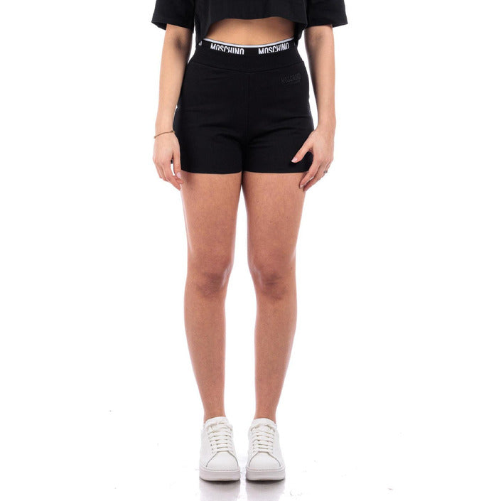 Moschino Logo Sleepwear &amp; Loungewear Cotton-Rich Mini Shorts - Black