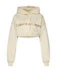 Calvin Klein Jeans Logo Pure Cotton Athleisure Crop Hooded Pullover