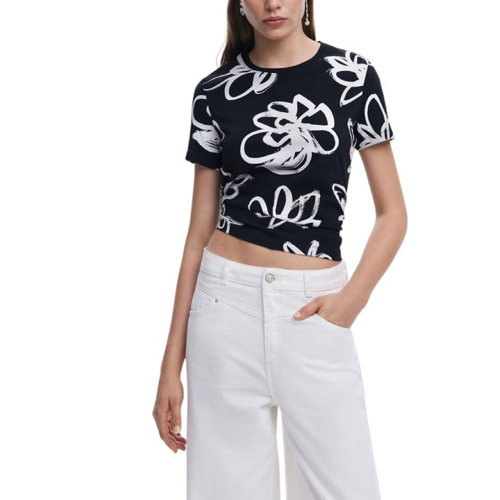 Desigual Floral Short Sleeve Cropped Top