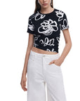 Desigual Floral Short Sleeve Cropped Top