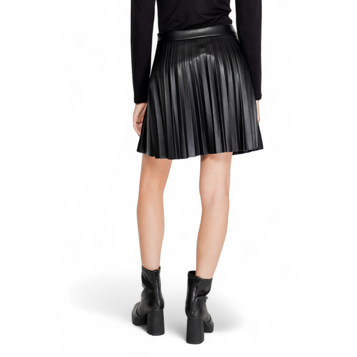 Morgan De Toi Vegan Leather Pleated Black Mini Skirt