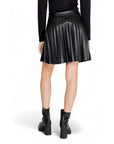 Morgan De Toi Vegan Leather Pleated Black Mini Skirt