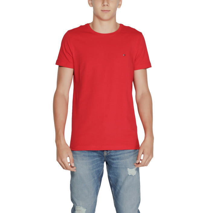 Tommy Hilfiger Logo Cotton-Rich Crewneck T-Shirt - red