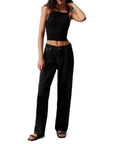 Calvin Klein Jeans Logo Cross-Back Sleeveless Crop Top - black