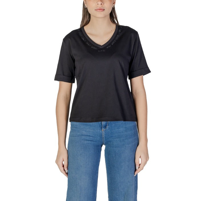 Liu Jo Logo V-Neckline Loose T-Shirt 100% Cotton