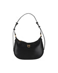 Pinko Logo Genuine Leather Crescent Shoulder Bag