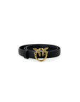 Pinko Logo Buckle Genuine Leather Black Belt