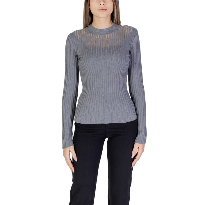 Morgan De Toi Long Sleeve Grey Knit Top