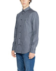 Armani Exchange Logo 100% Cotton Blue Button Up Shirt