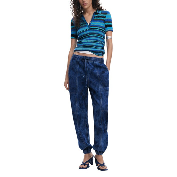 Desigual Medium Blue Cargo Baggy Jogger Denim Jeans