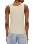 Calvin Klein Jeans Logo Cotton-Rich Tank Top - cream, khaki