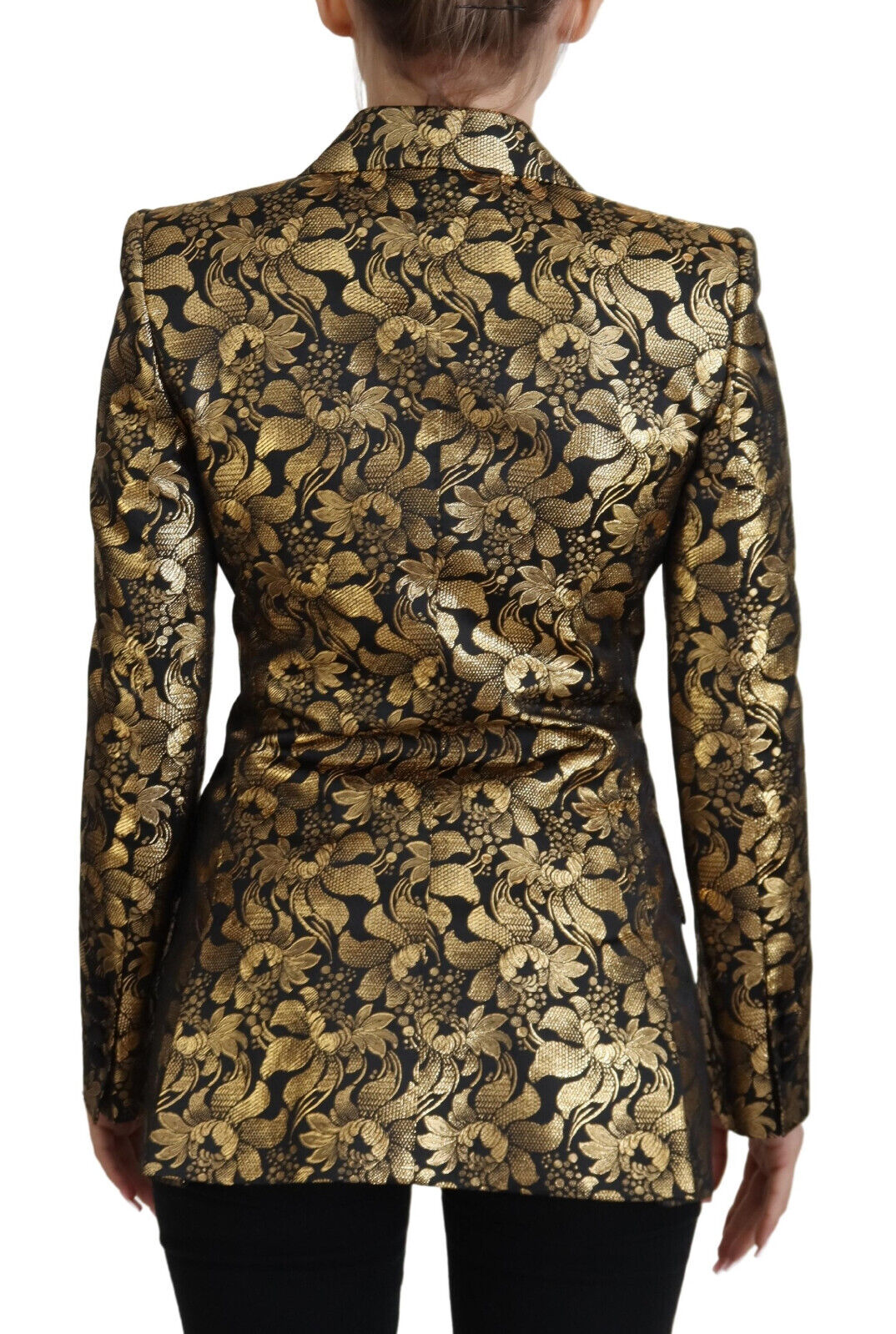 Dolce & Gabbana Black & Gold Jacquard Double-Breasted Blazer