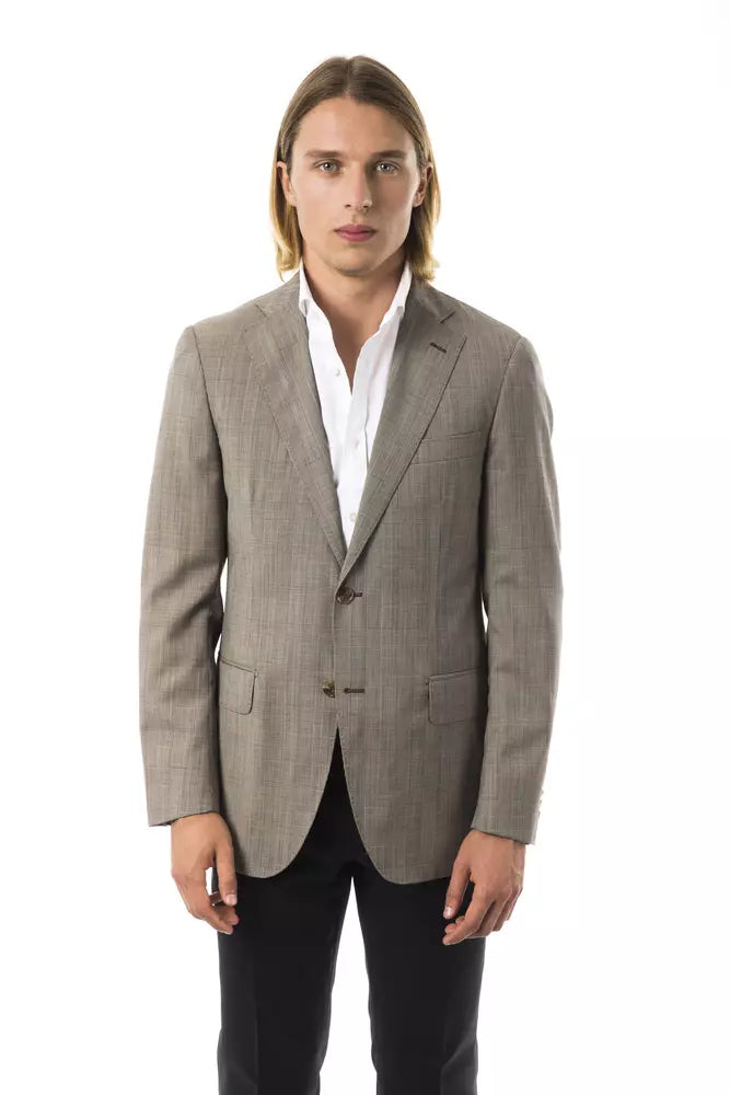 Uominitaliani Wool Suit Blazer - Taupe