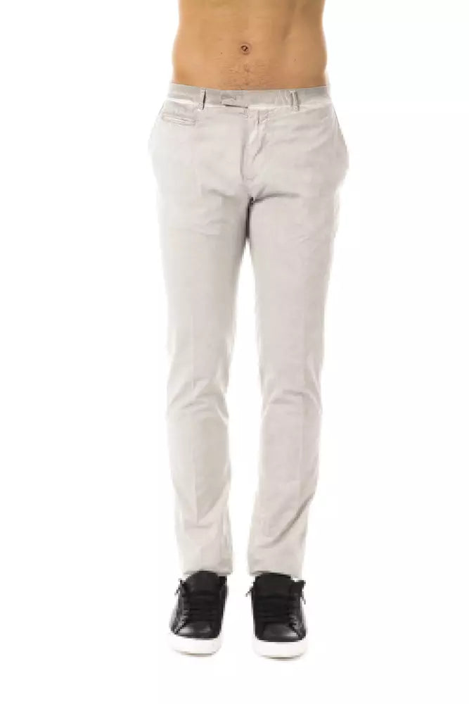 Uominitaliani Cotton Straight Fit Chino Pants - Light Gray/Grey