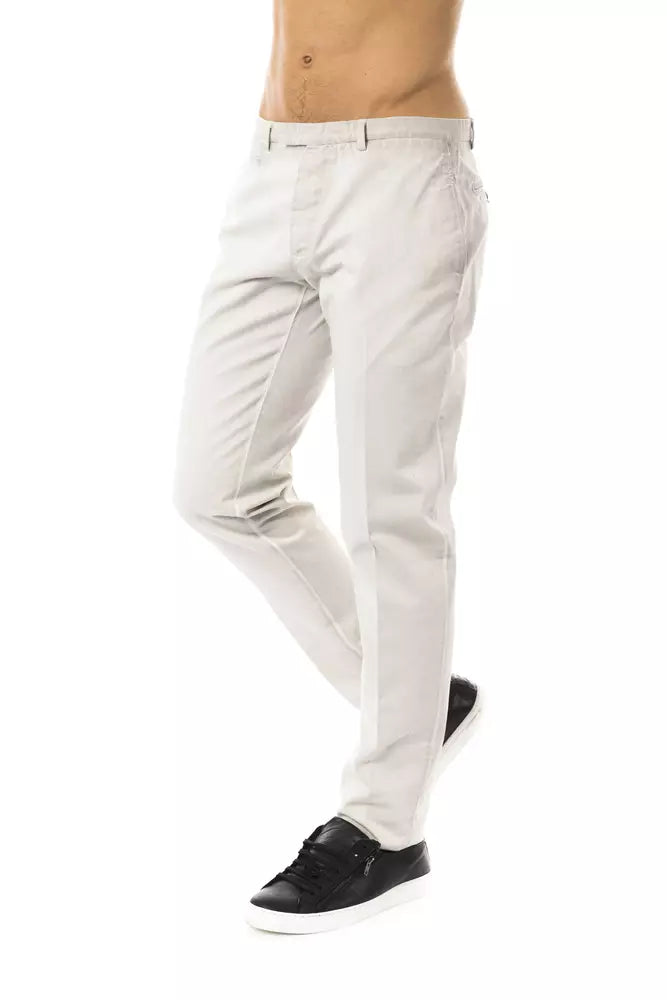 Uominitaliani Cotton Slim Fit Chino Pants - Light Gray/Grey