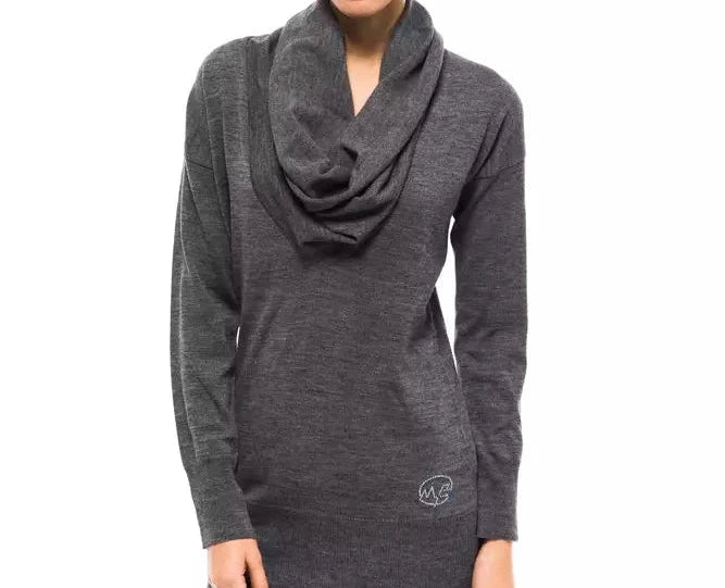 Montana Blu Cowl Neck Wool Sweater - Gray/Grey - Made In Italy