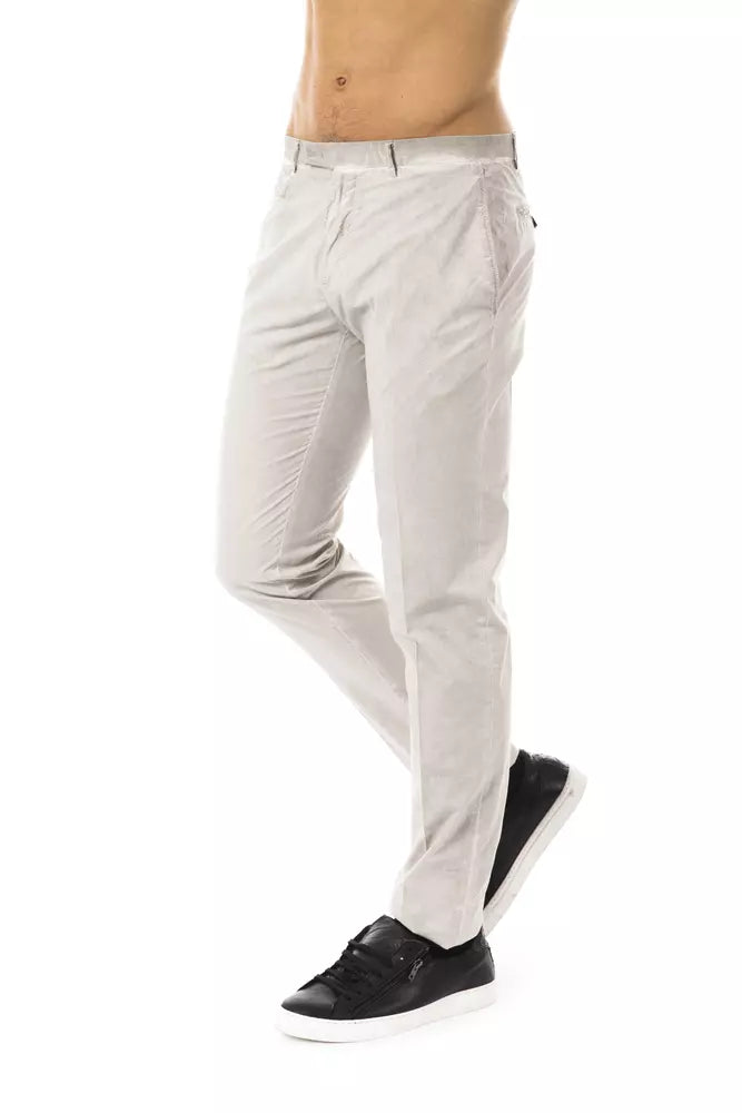 Uominitaliani Cotton Straight Fit Chino Pants - Light Gray/Grey
