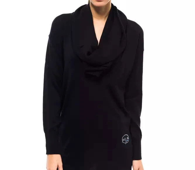 Montana Blu Cowl Neck Wool Sweater - Deepest Blue - Made In Italy