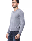 Billionaire Italian Couture Merino Wool V-Neck Sweater - Marle Gray/Grey