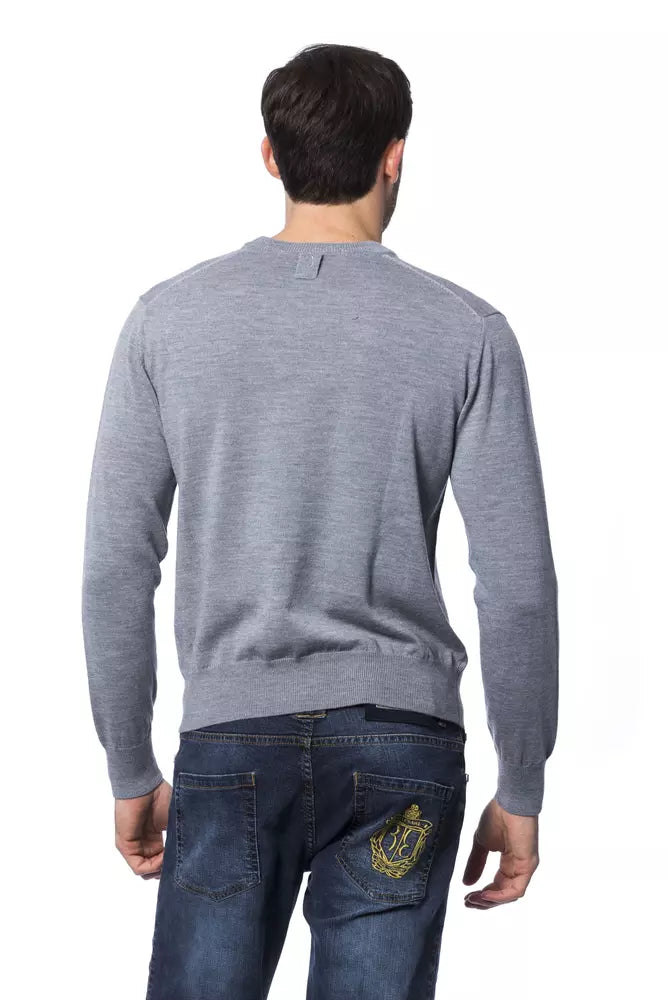 Billionaire Italian Couture Merino Wool V-Neck Sweater - Gray/Grey