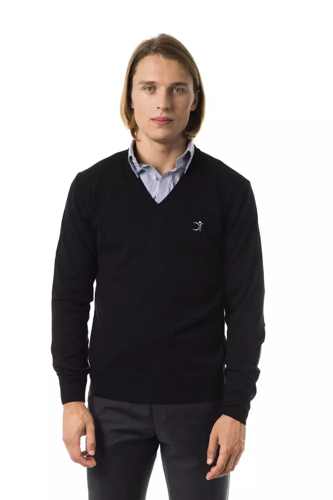 Uominitaliani Merino Wool Sweater - Black
