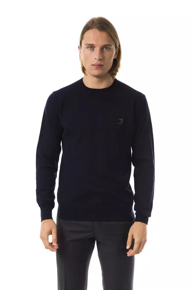 Uominitaliani Merino Wool Crewneck Sweater - Deepest Blue