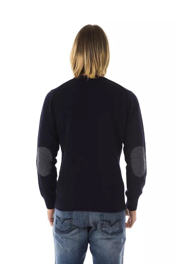 Uominitaliani Merino Wool Crewneck Sweater - Navy