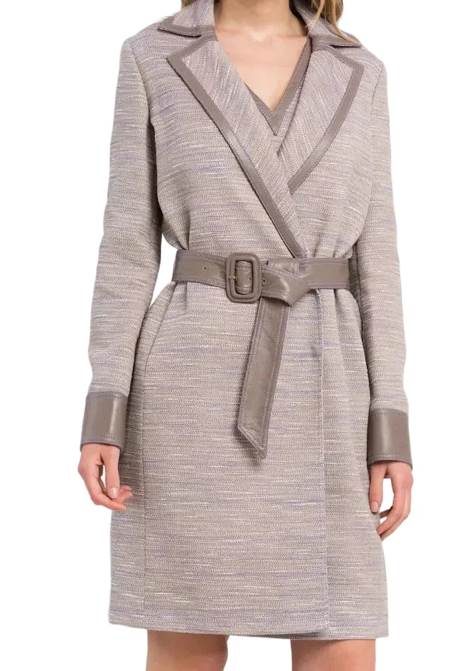 Trussardi Waist Belt Long Coat - Taupe