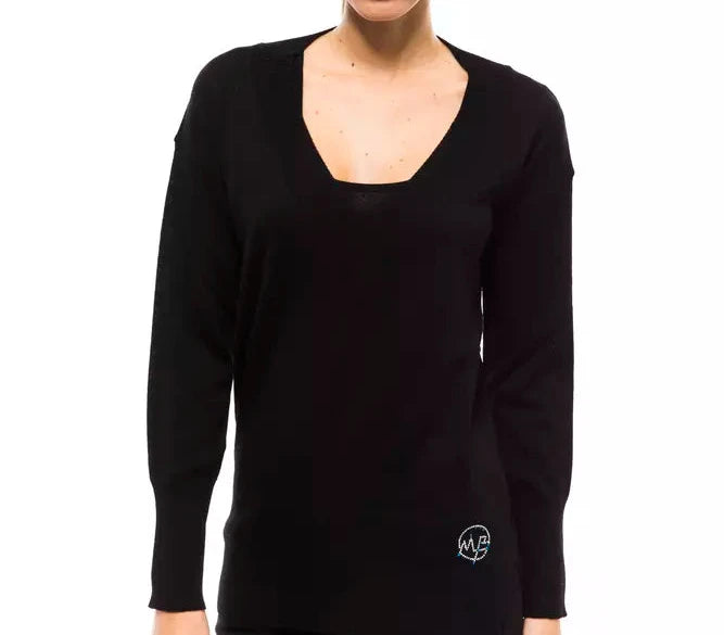 Montana Blu V-Neck Wool Sweater - Black
