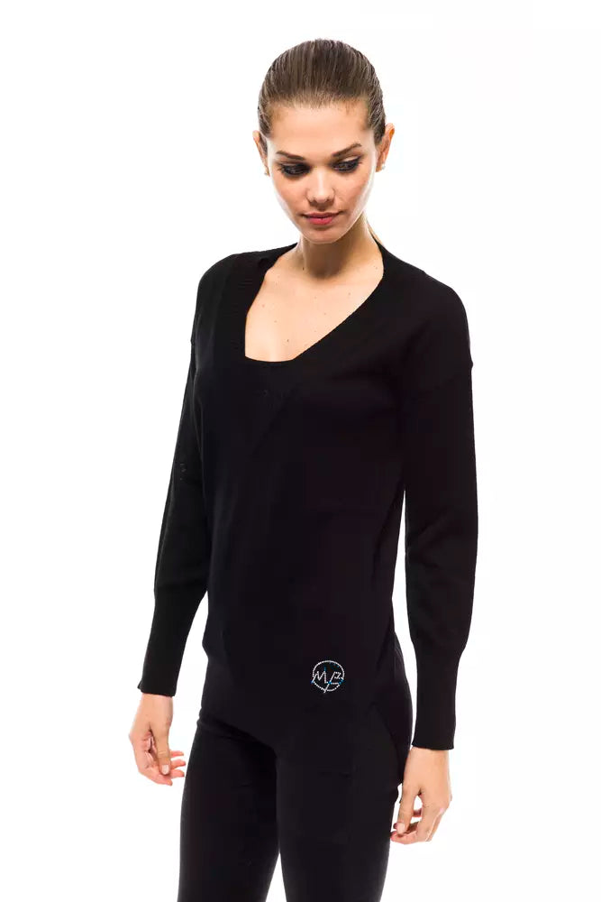 Montana Blu V-Neck Wool Sweater - Black