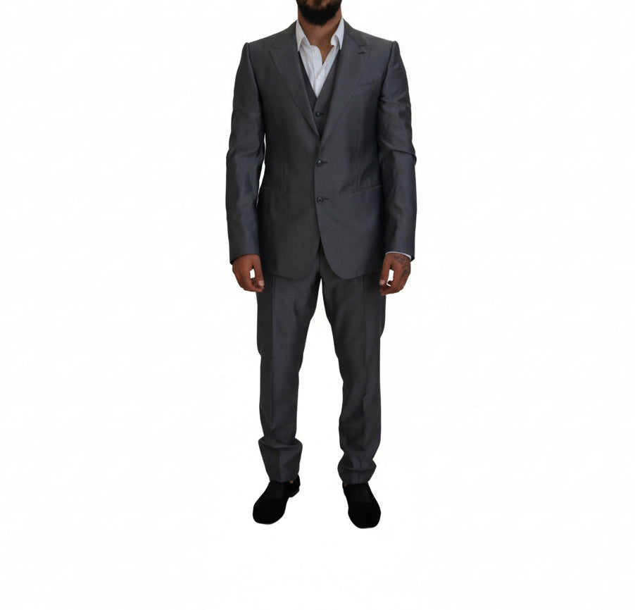Dolce & Gabbana Sicilia Vest, Blazer & Pants 3 -Piece Suit - Gray/Grey