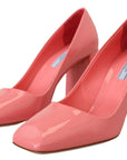 Prada Patent Leather Block Heel Pumps - Pink