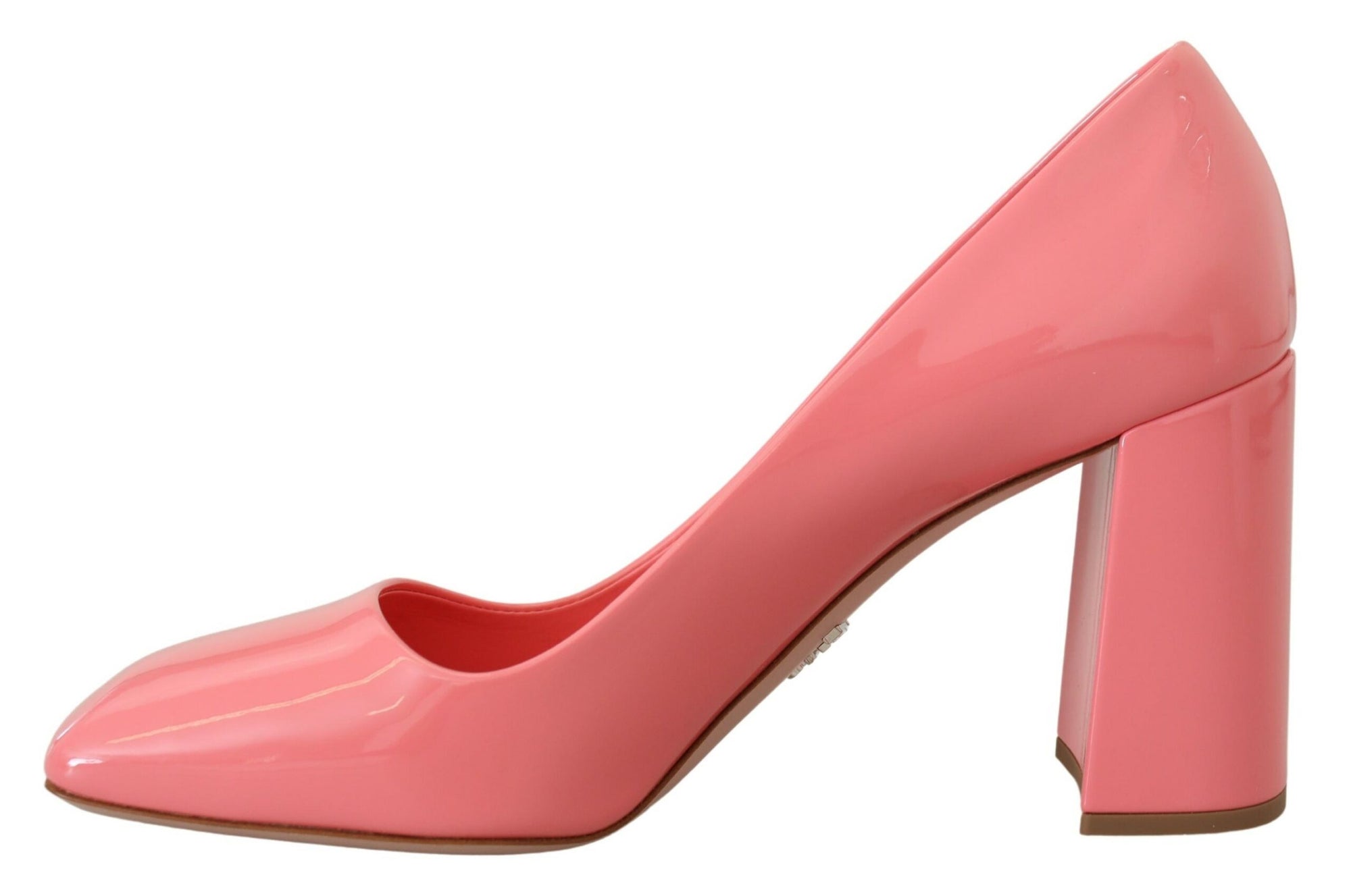 Prada Patent Leather Block Heel Pumps - Pink