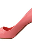 Prada Patent Leather Block Heel Pumps - Pink