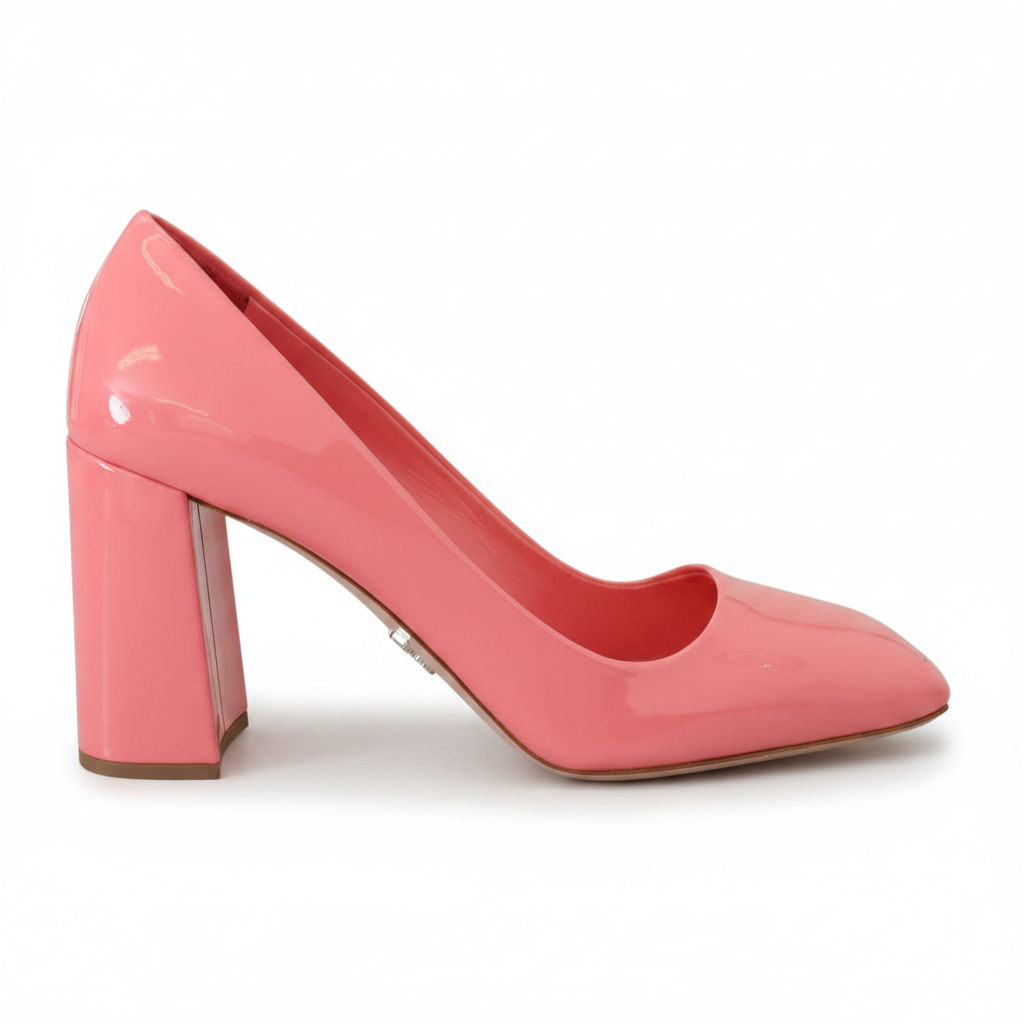 Prada Pink Patent Leather Block Heel Pumps