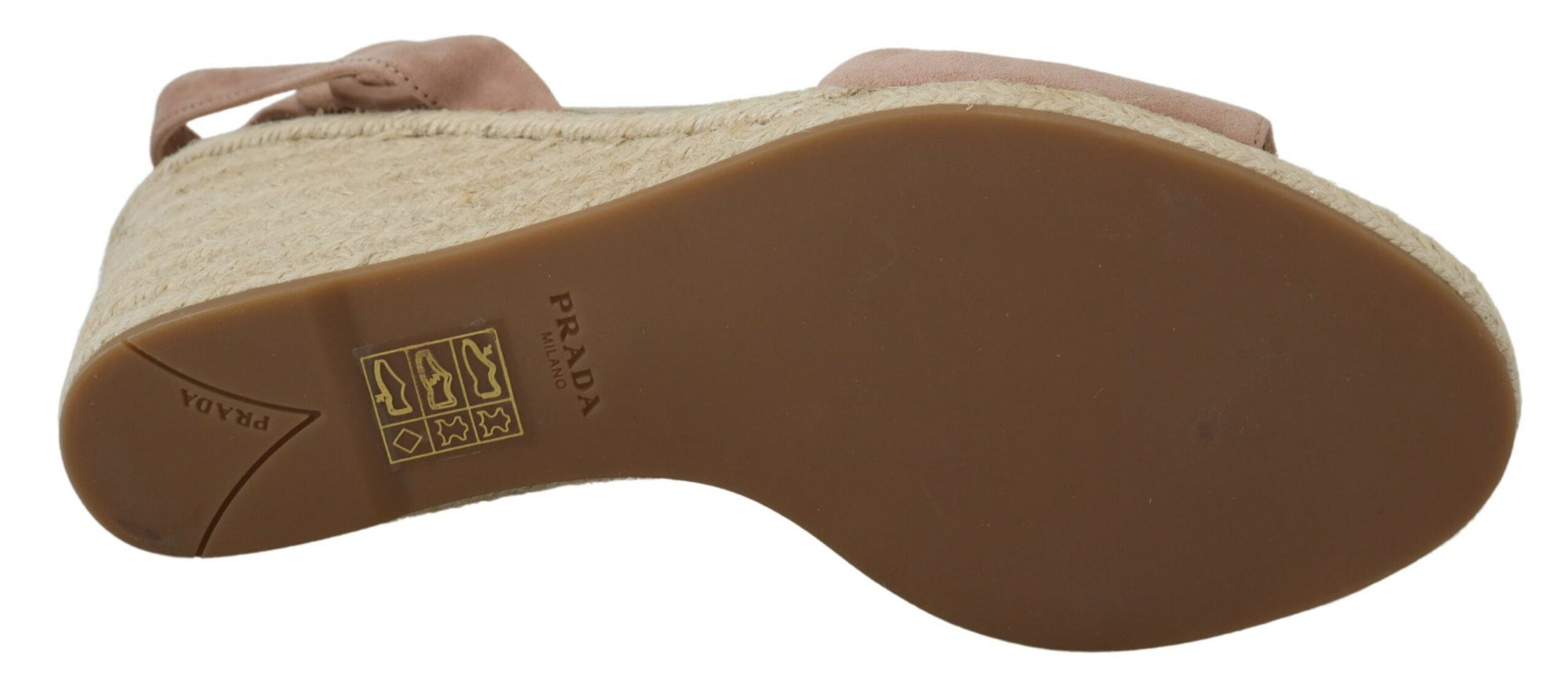 Prada Suede Leather Ankle Strap Espadrille Wedge Sandals - Powder Pink