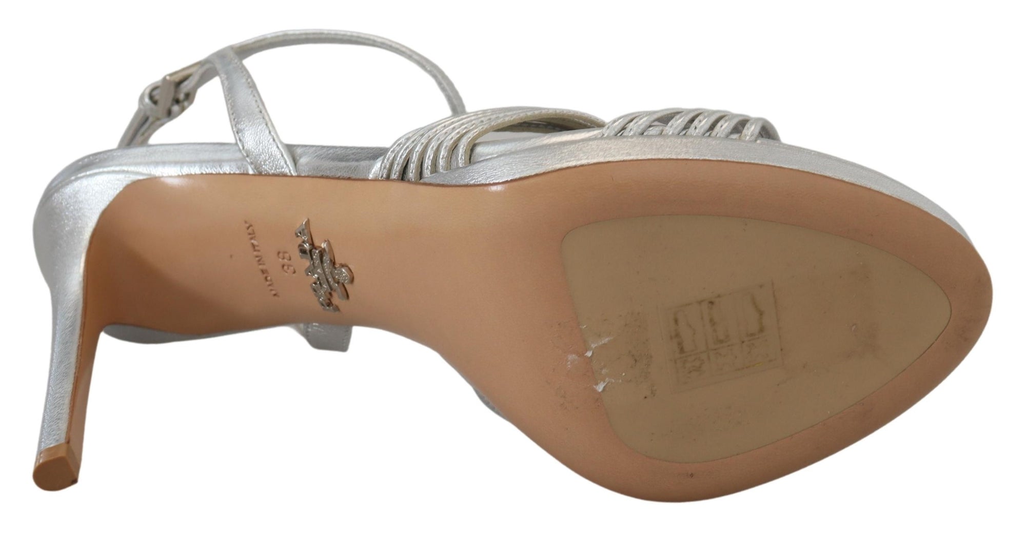 Prada Silver Leather Stiletto Heels