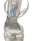 Prada Silver Leather Stiletto Heels