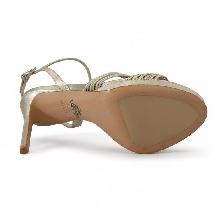 Prada Gold Leather Stiletto Heels